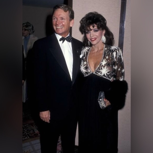 Bob Mackie Vintage 1980s Celestial Moon Stars Sequin Embellished Pink Black Gown - Picture 3 of 16